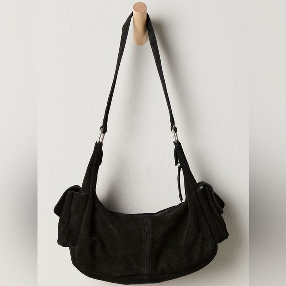 NWT Free People Siren Suede Shoulder Bag in Black - Picture 3 of 6